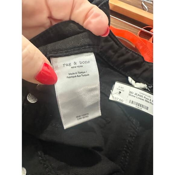 Rag & Bone Logan Mid Rise Wide Leg Black Jeans Size 25 - Picture 6 of 8